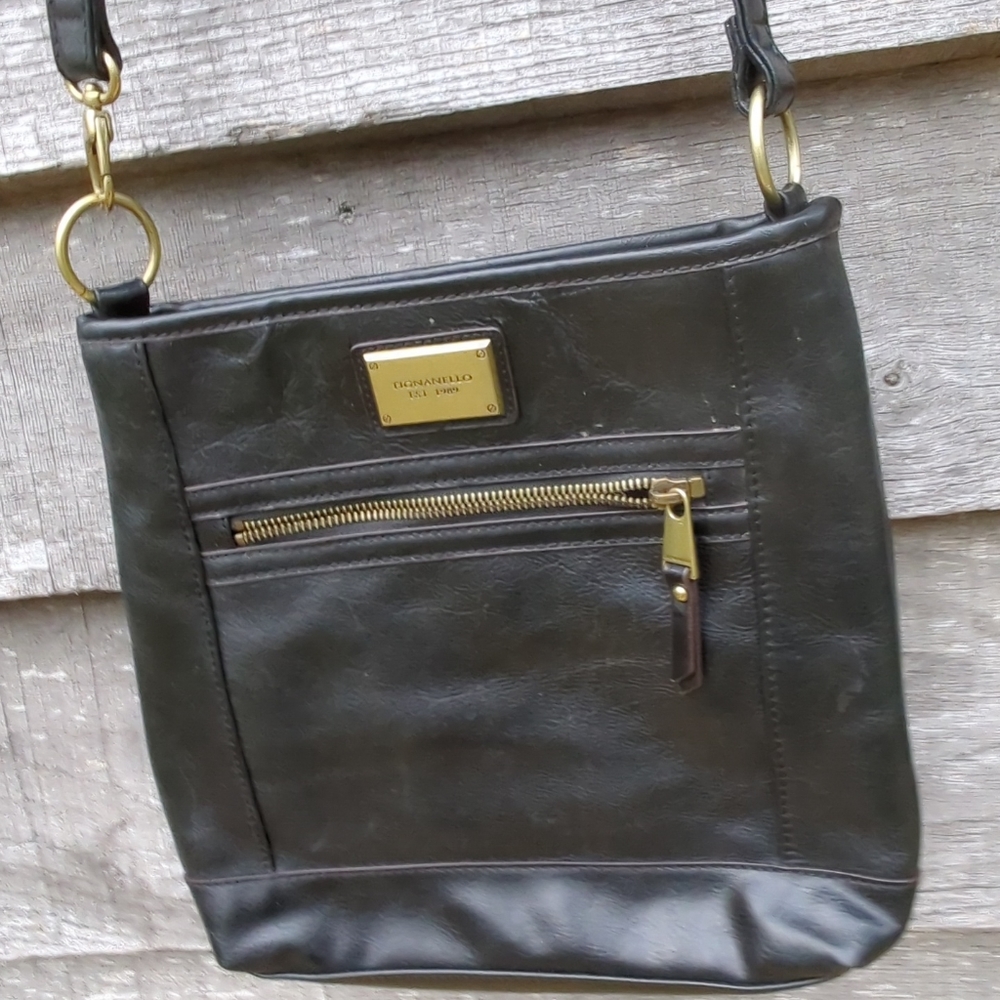 Tignanello Gold and Black Crossbody Bag Sleek Design